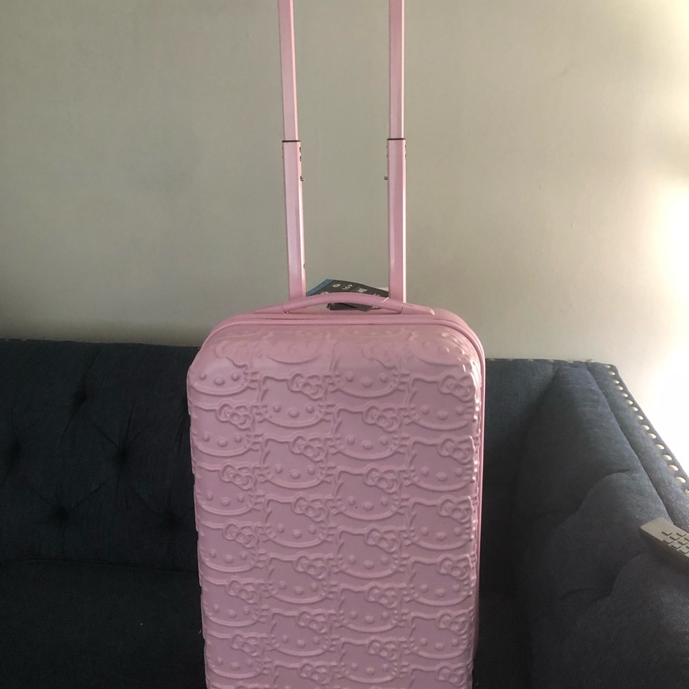 ‼️ 20 inch Pink Embossed Hello Kitty Rolling Suitcase